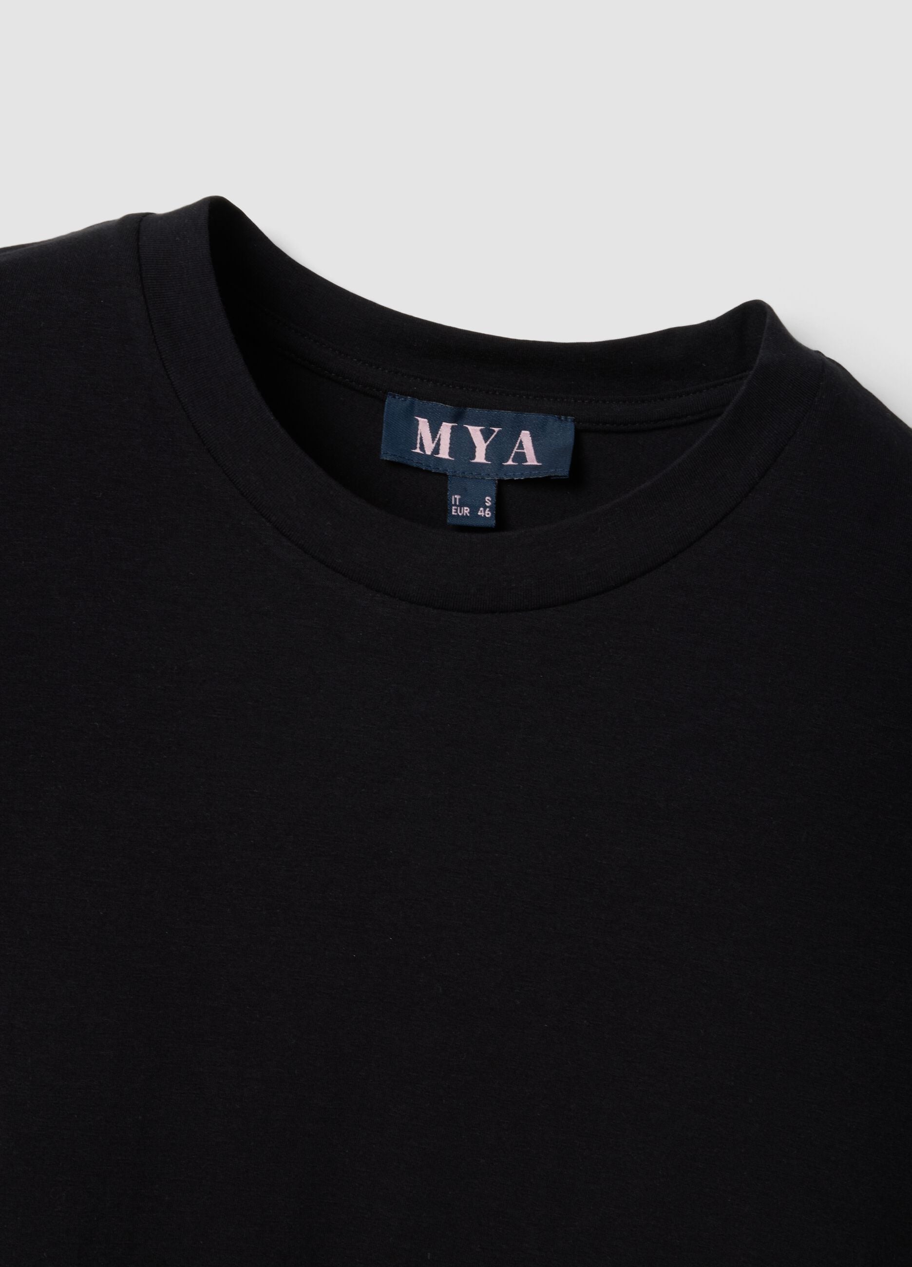 Black stretch cotton-modal T-shirt
