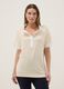 Beige stretchable viscose maternity T-shirt with mandarin collar_1