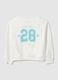 White pure cotton oversized fit girls' sweatshirt with boat neckline_4