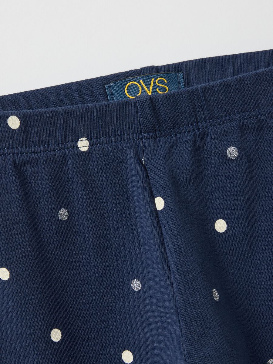 Slim fit blue stretch cotton leggings for girls_2