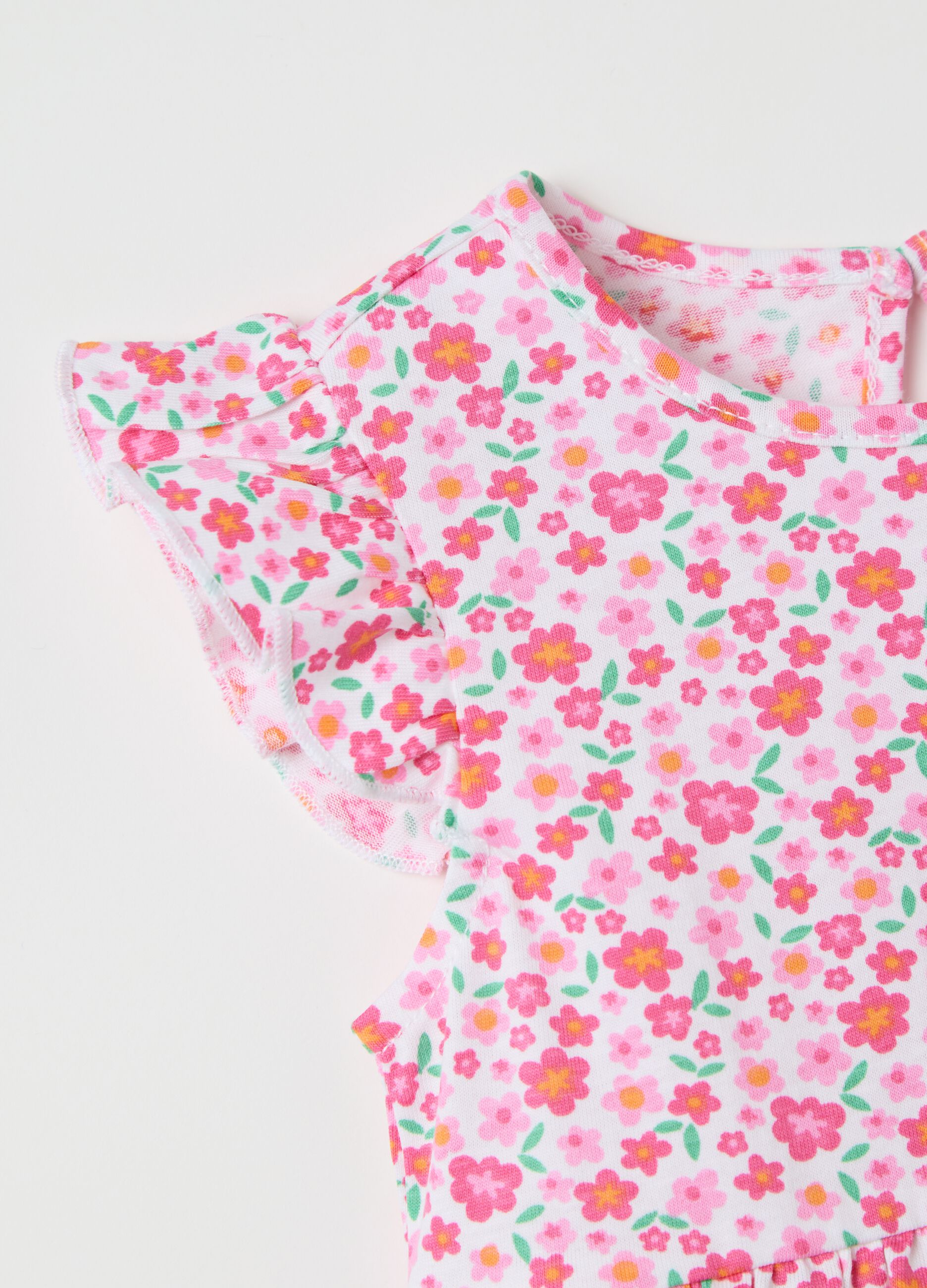 Vestito rosa a fiori in cotone