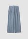 Linen-blend wide-leg trousers with blue and white micro-checks_4
