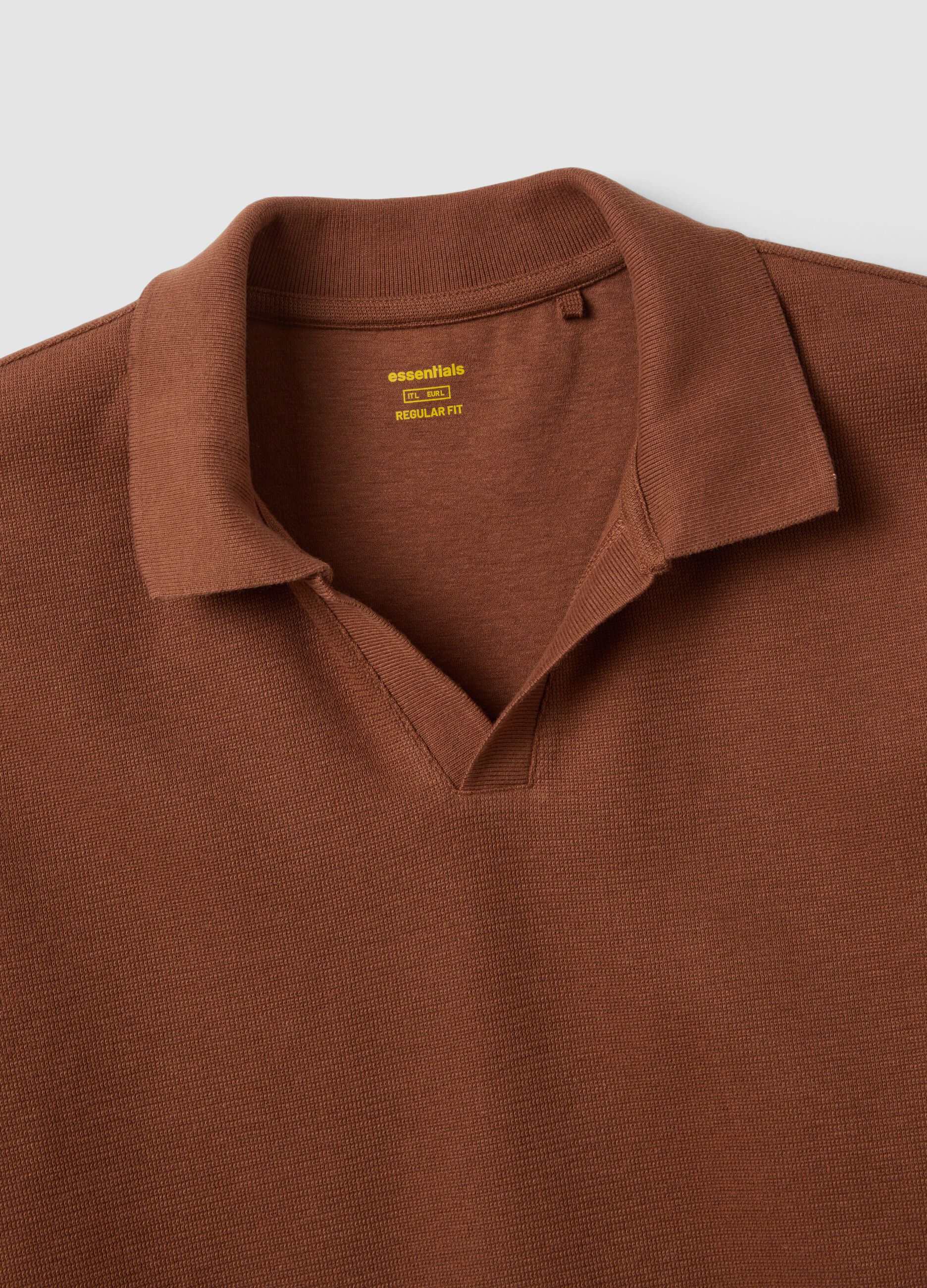 Brown short-sleeve stretch-cotton polo shirt
