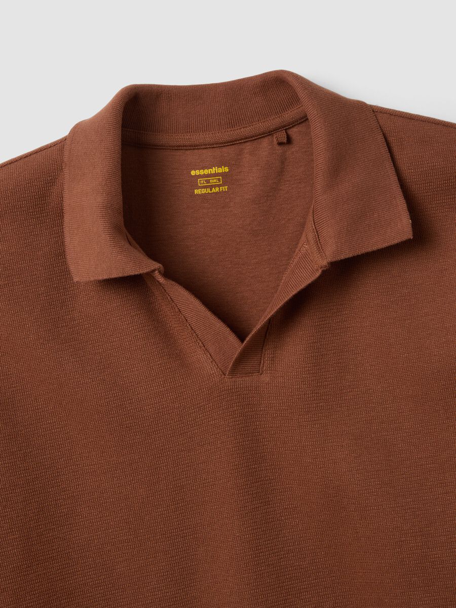 Brown short-sleeve stretch-cotton polo shirt_1