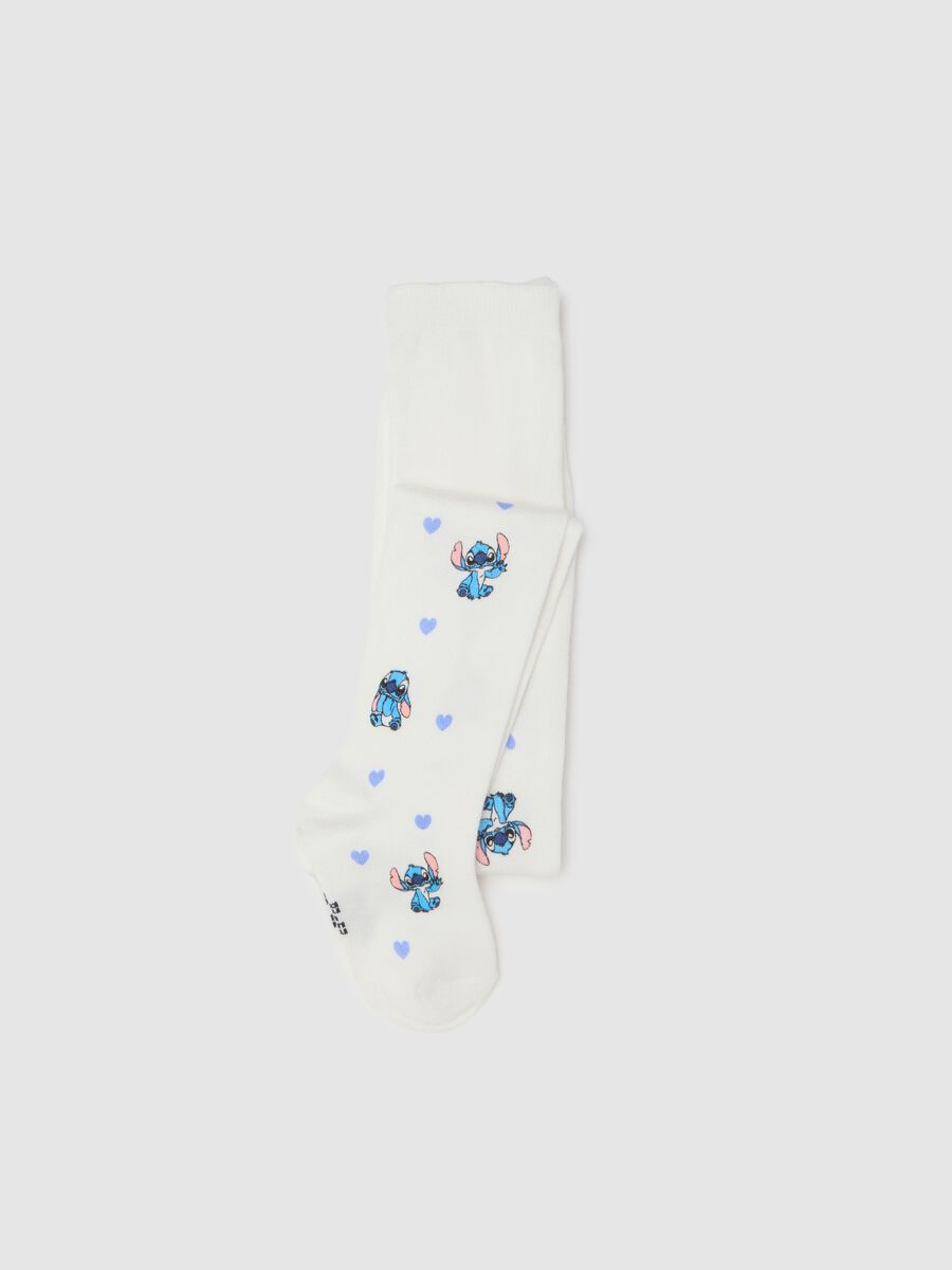 Collant bianchi da bambina in misto bamboo con stampa Disney_0