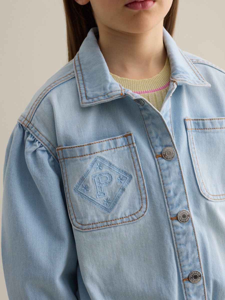 Denim jacket with pockets and logo embroidery_1