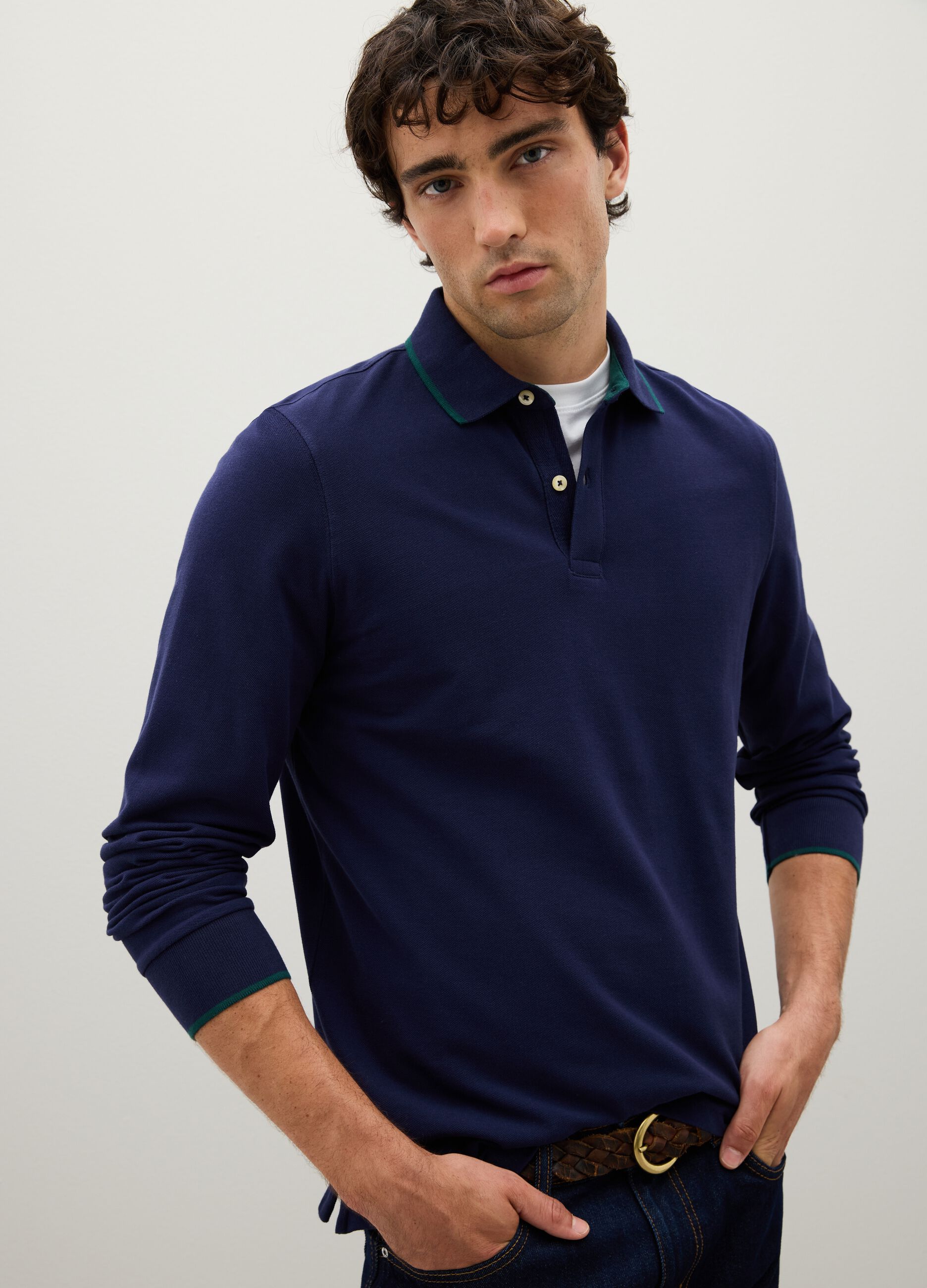 Pure Cotton Blue Polo Regular Fit