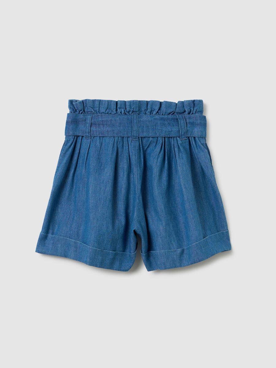 Girls' blue regular fit cotton shorts_1