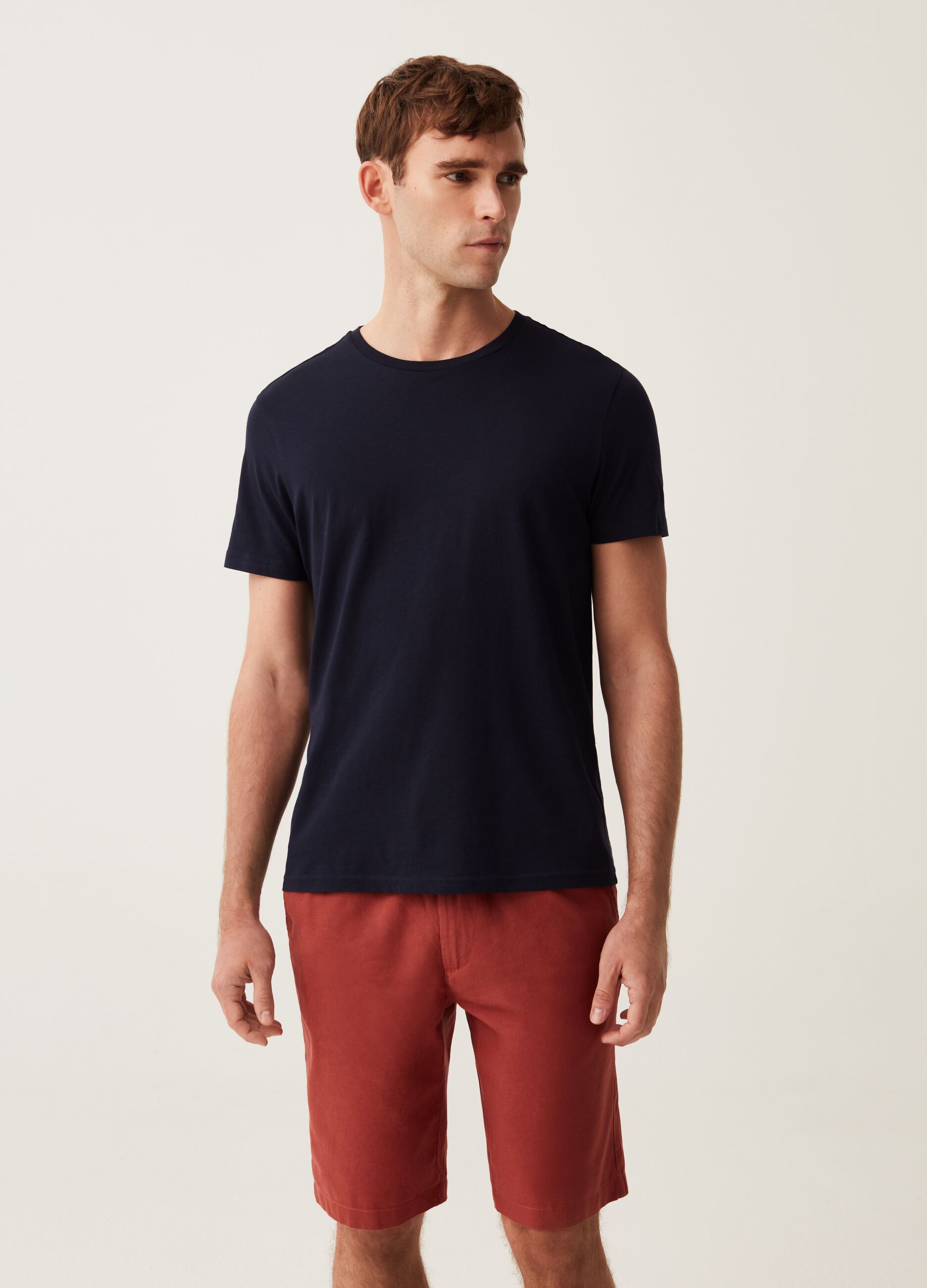 Bermuda chino jogger in cotone e lino_0