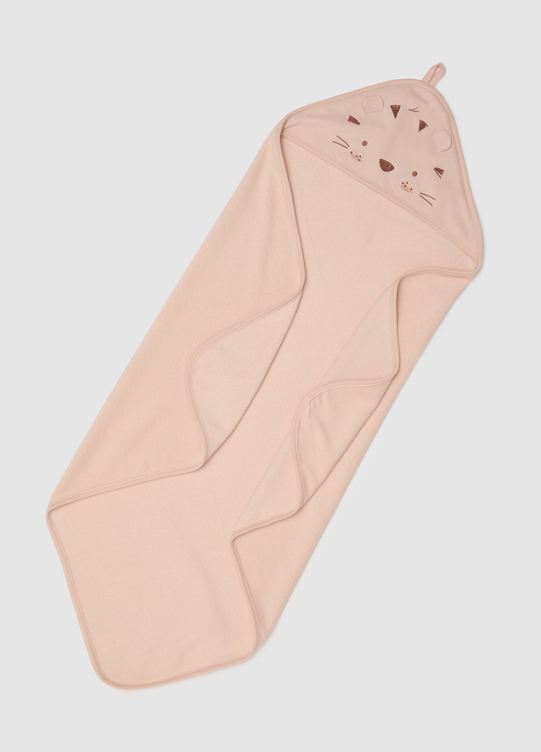 Accappatoio beige in cotone con ricamo tigrotto
