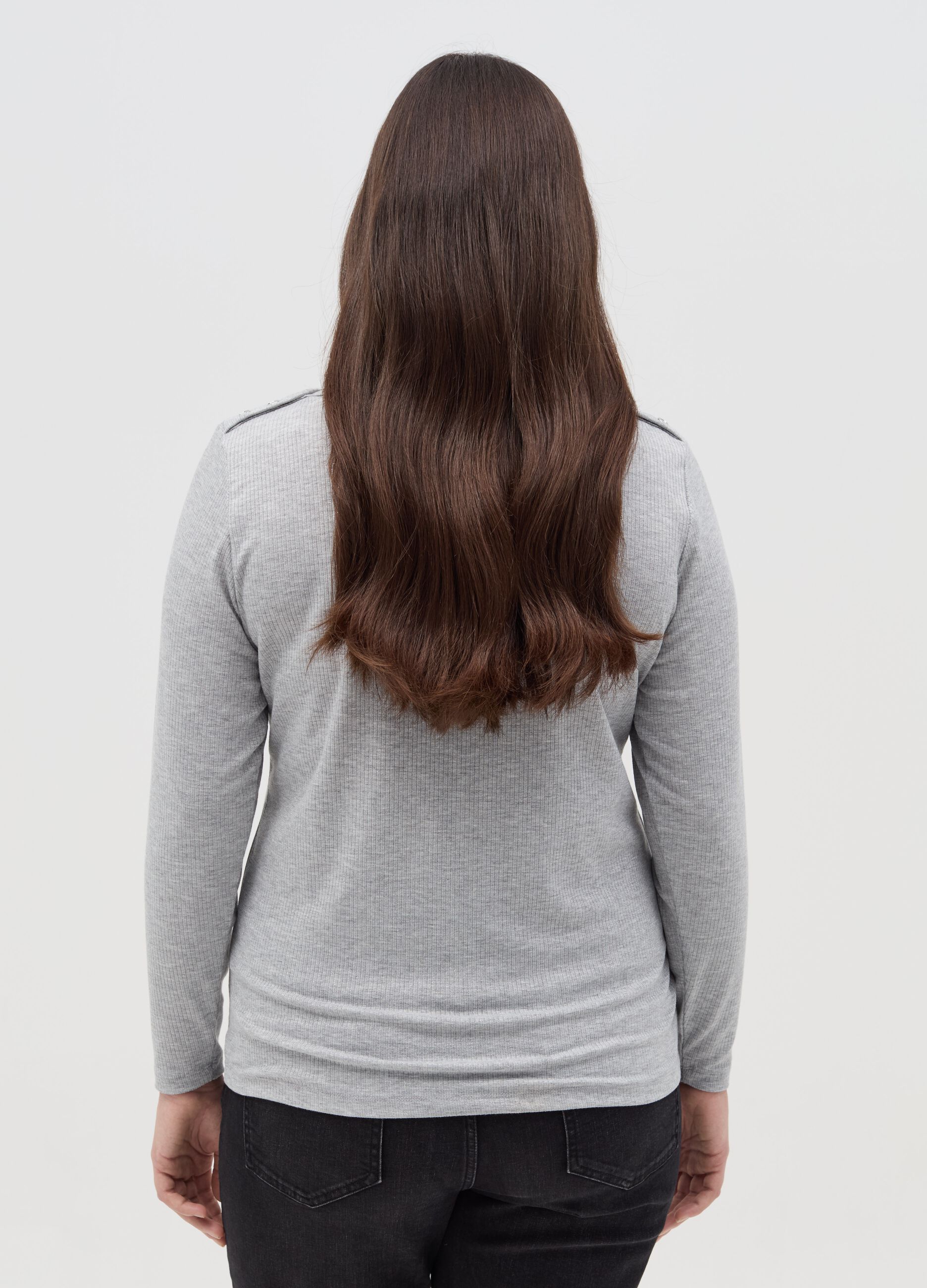 Curvy ribbed T-shirt in lurex