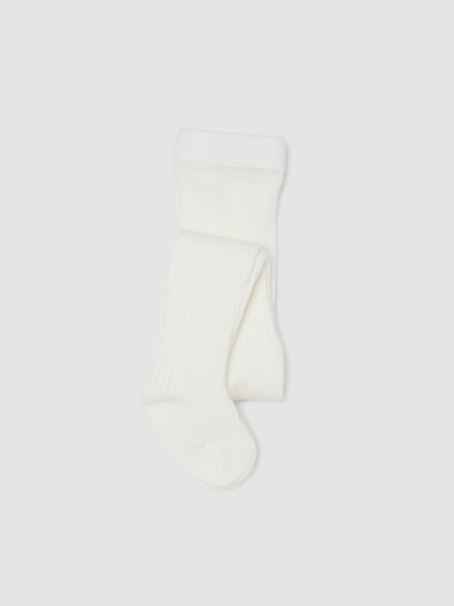 White ribbed stretch tights_0