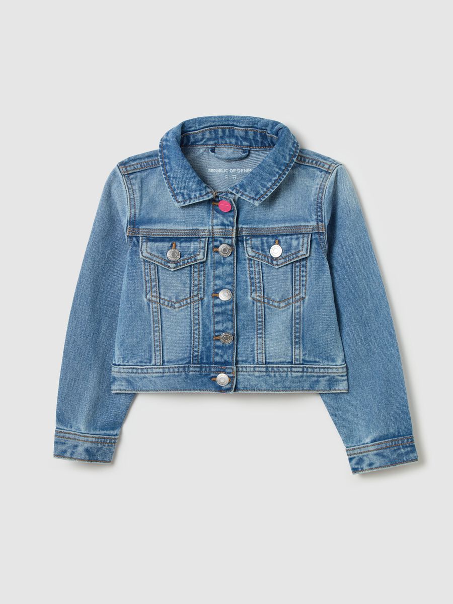 Denim jacket with unicorn patch_0