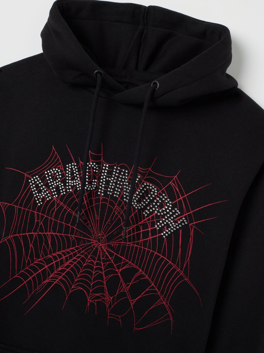 Black cotton blend hoodie_1