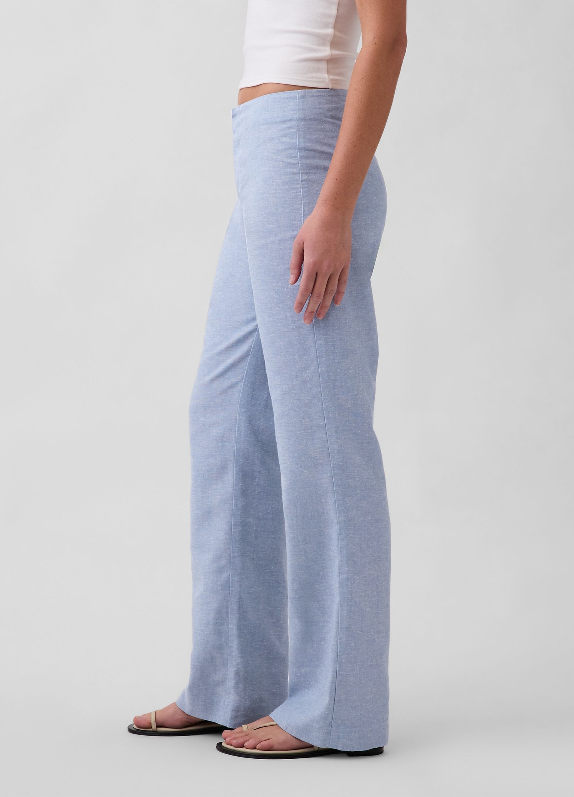Linen-blend palazzo trousers
