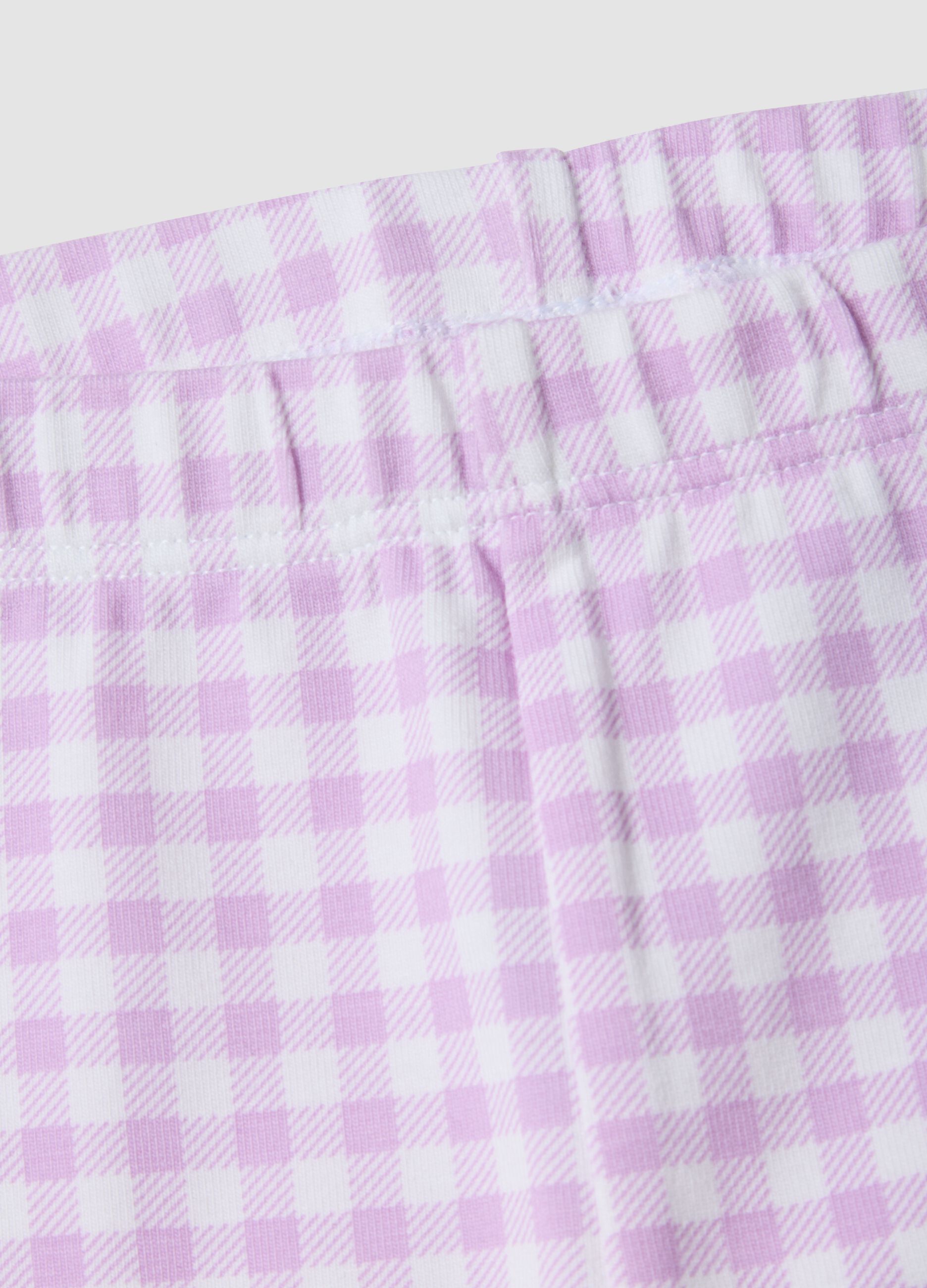 Girls&rsquo; multicolour check slim-fit stretch cotton leggings