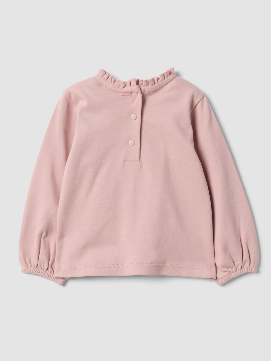 Maglia rosa in puro cotone organico con stampa Aristogatti per neonata_1