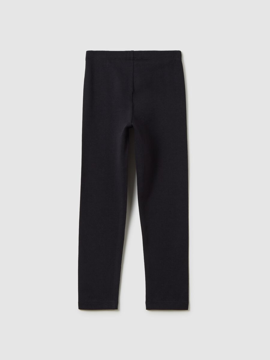 Leggings da bambina in cotone elasticizzato nero skinny_1
