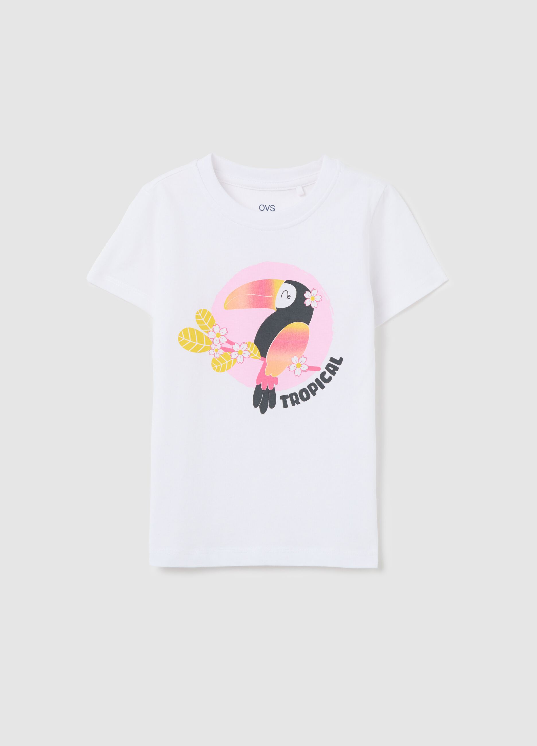 White cotton T-shirt with print