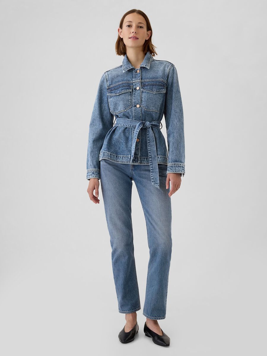 Short denim jacket with belt_1