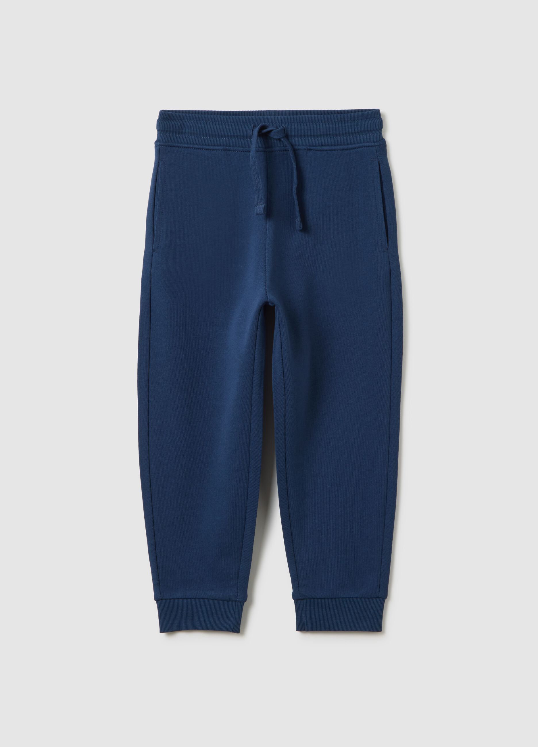 Pantaloni per bambini in puro cotone blu regular fit