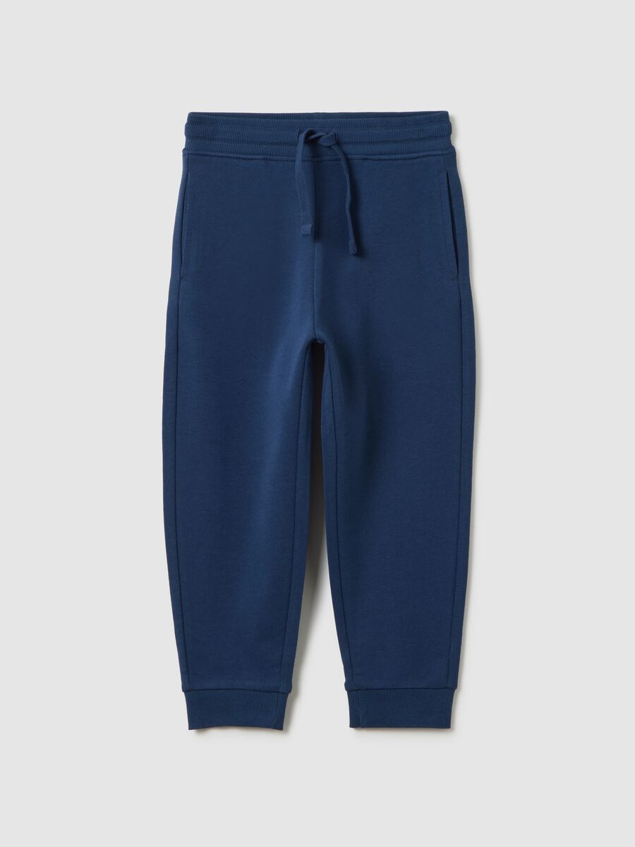 Pantaloni per bambini in puro cotone blu regular fit_0