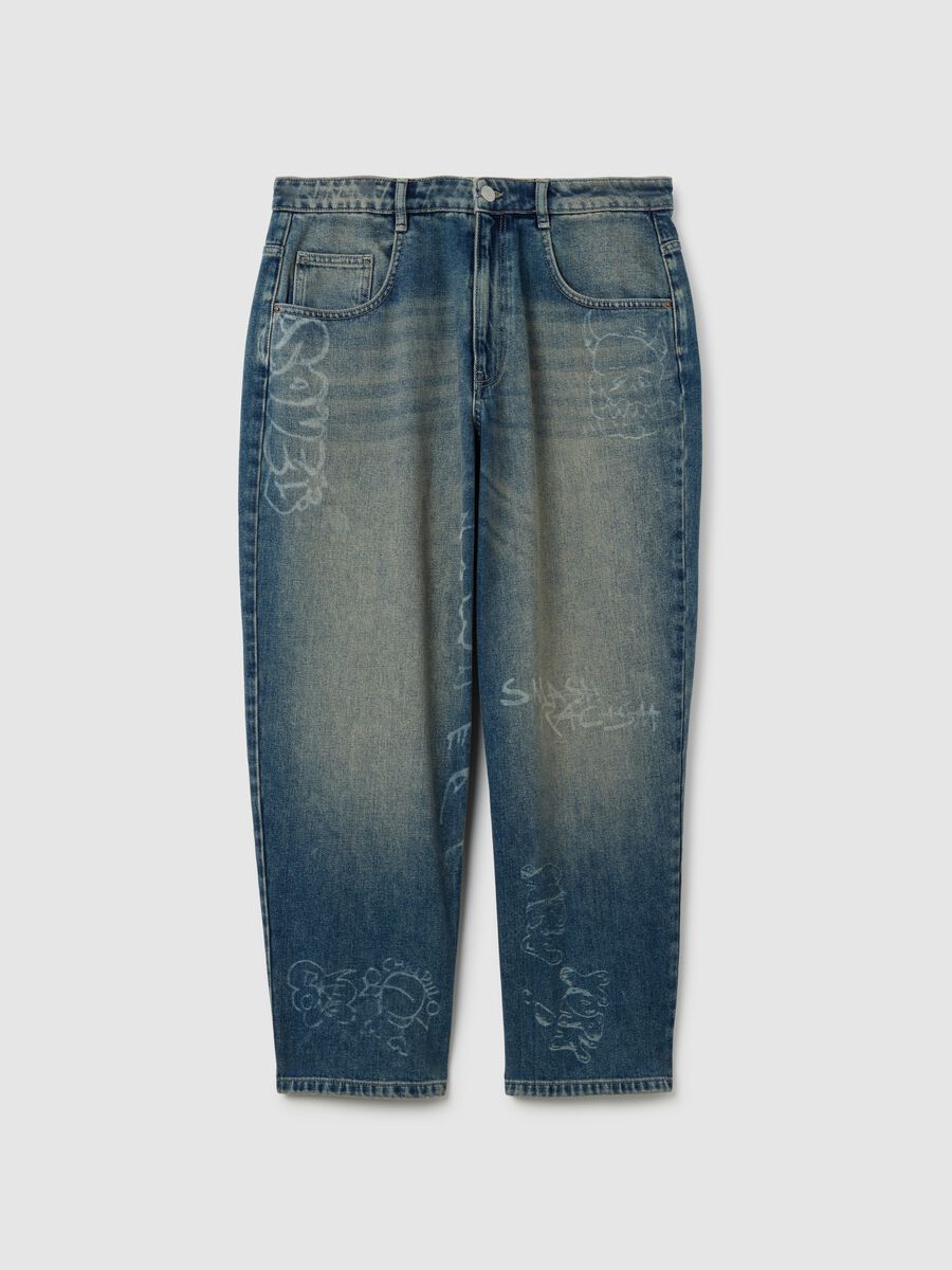 Low-rise blue jeans in pure cotton denim_0