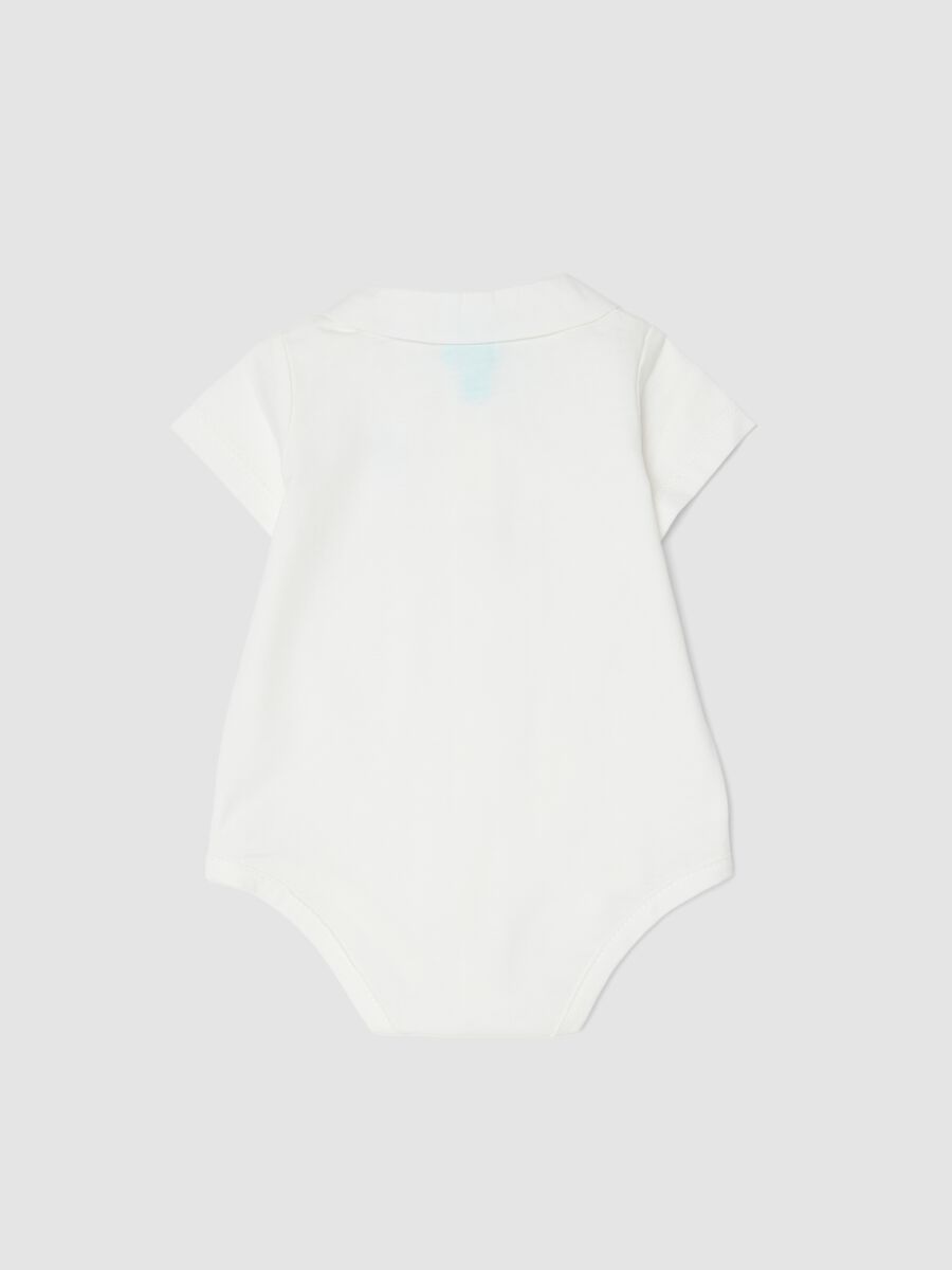 Body in puro cotone bianco da neonato con ricamo Topolino_1