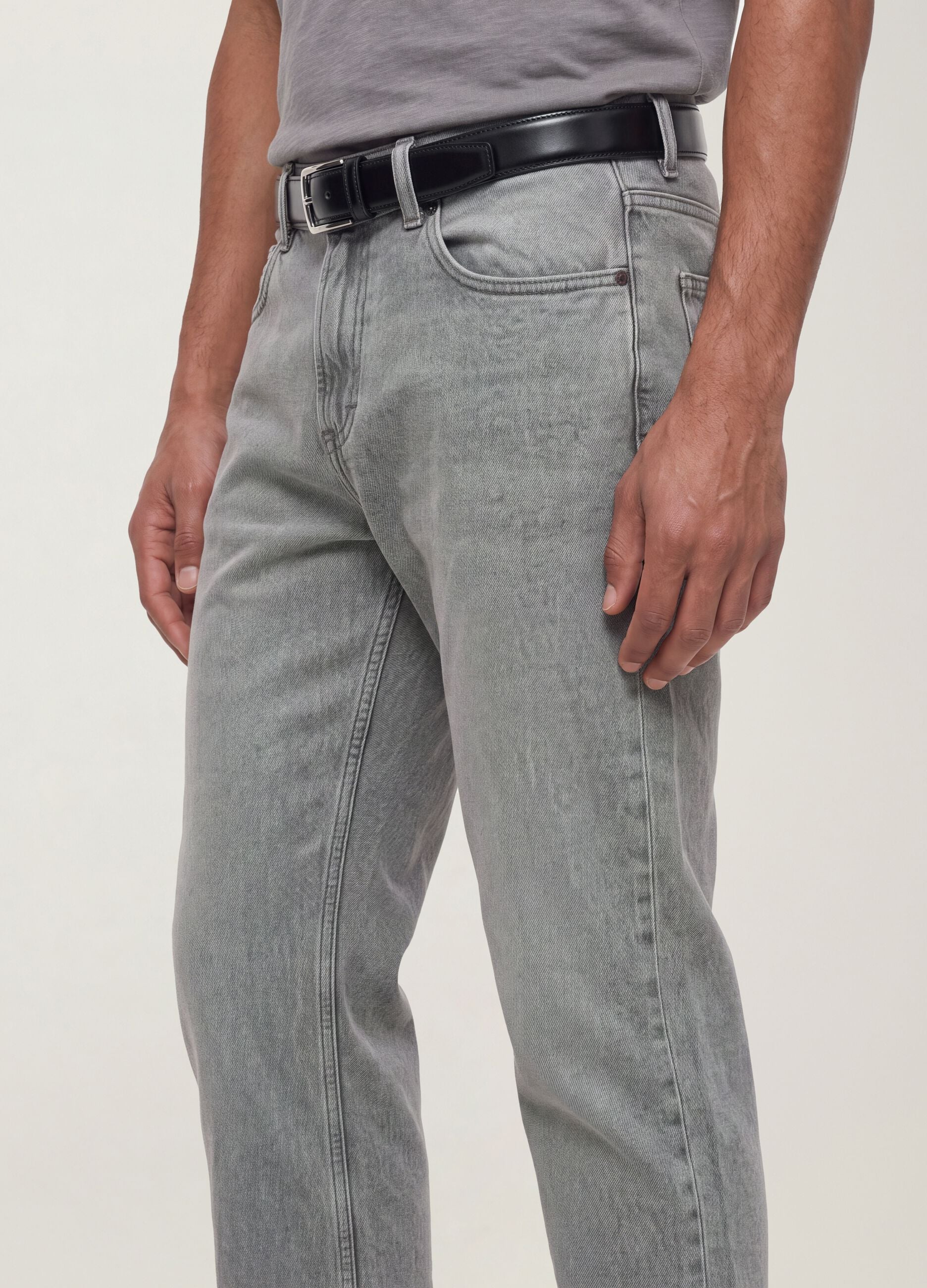 Grey denim jeans in cotton-viscose blend, regular fit
