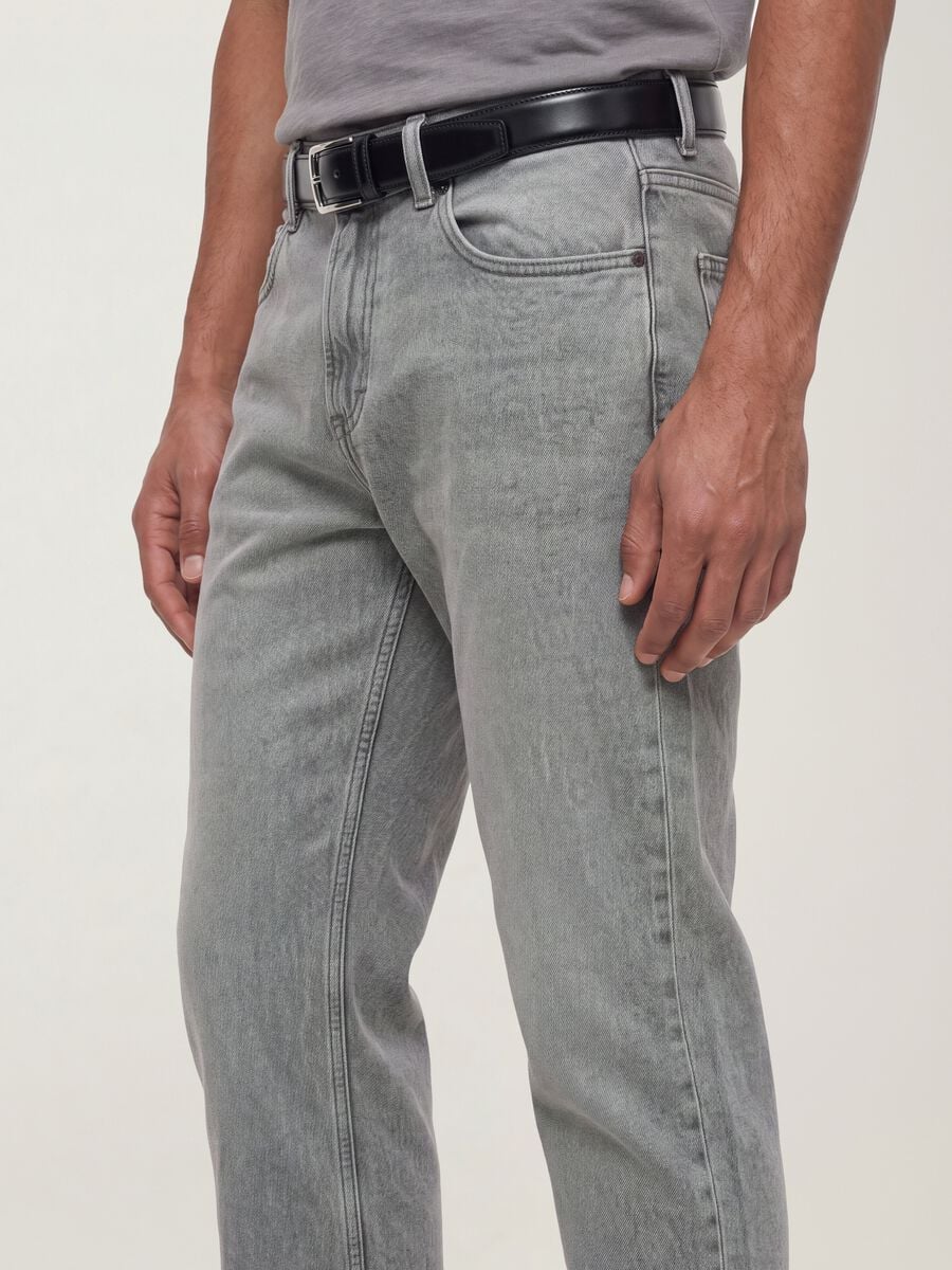 Grey denim jeans in cotton and viscose blend, regular fit_1
