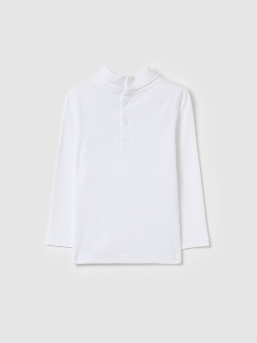 Cotton T-shirt with high neck and print_1