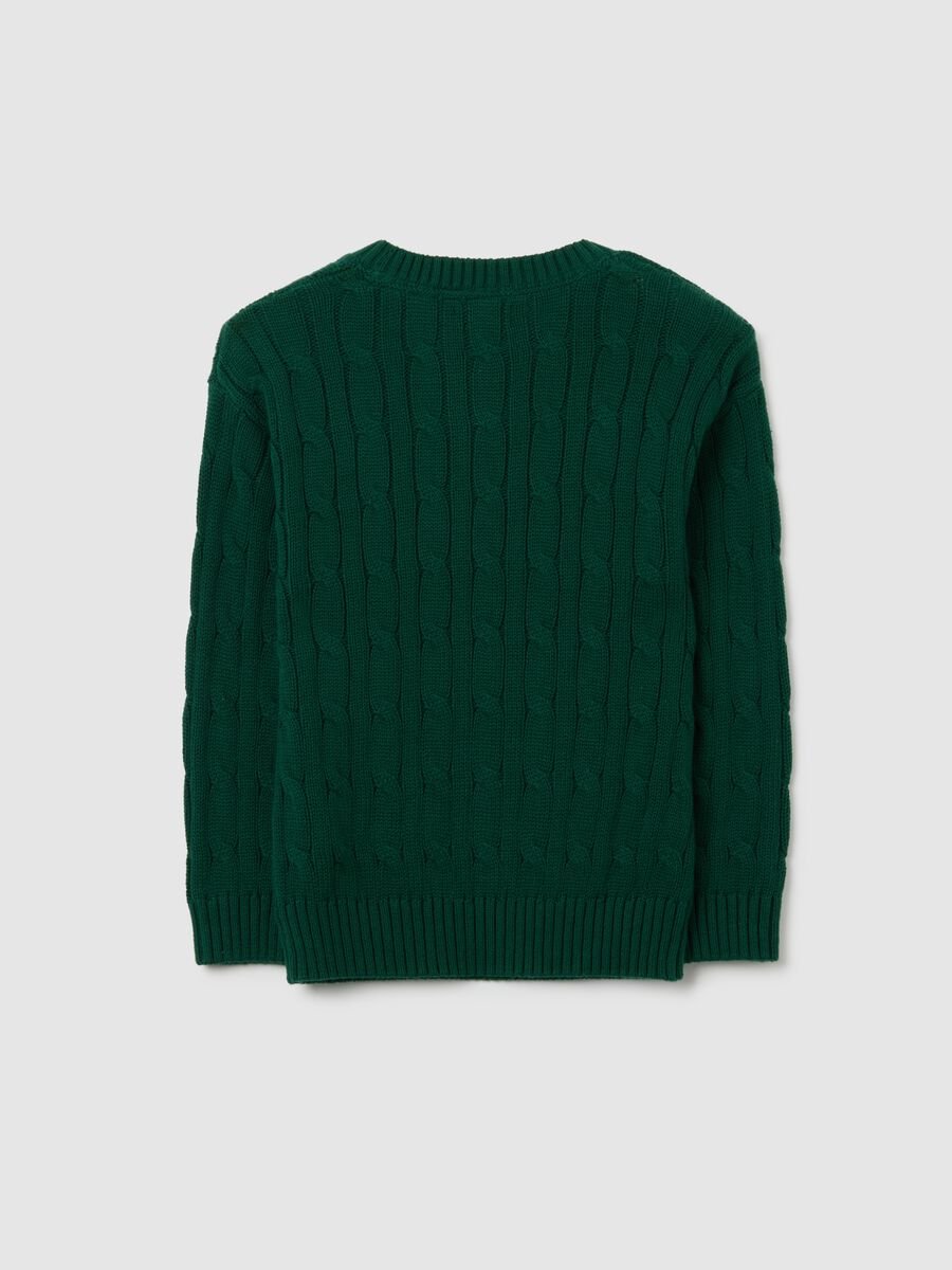 Maglione da bambino in puro cotone verde regular fit_4