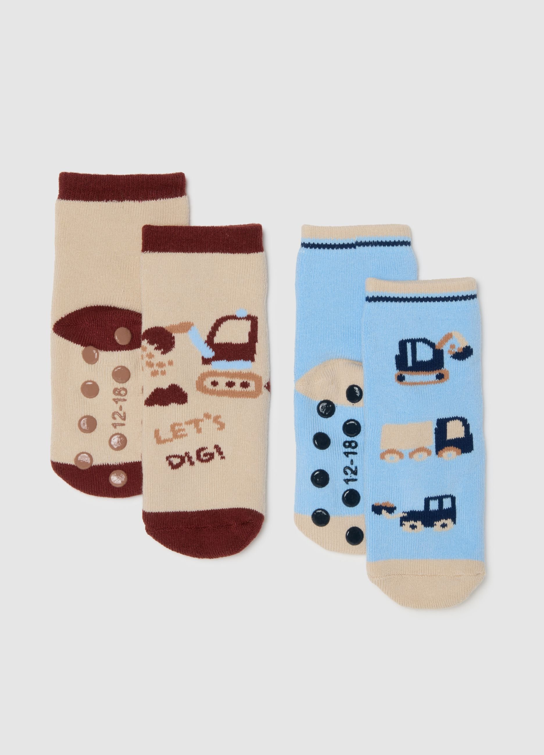 Multicolour baby socks twin pack in cotton blend with designs