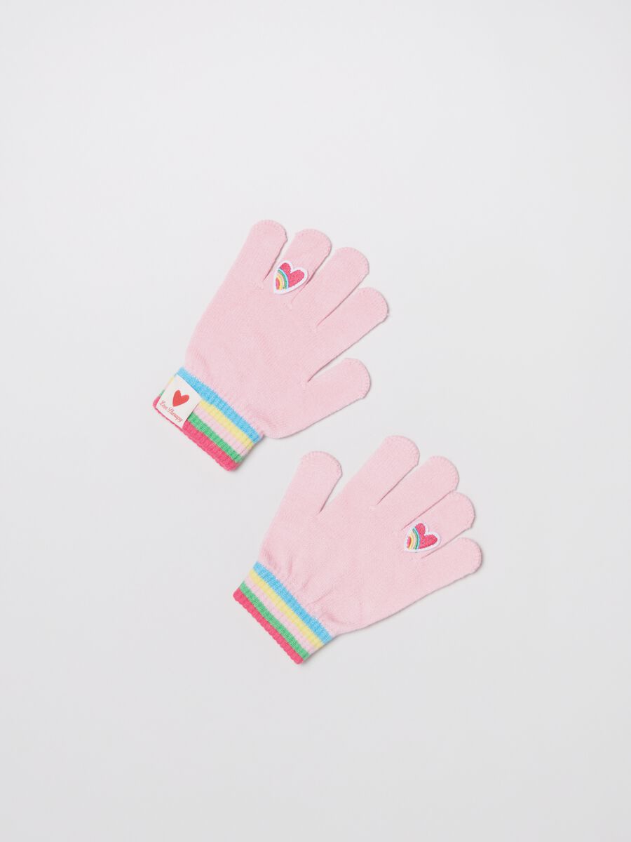 Guanti con patch cuore multicolore_1