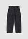 Children's Black Baggy Trousers in Pure Ribbed Cotton_1