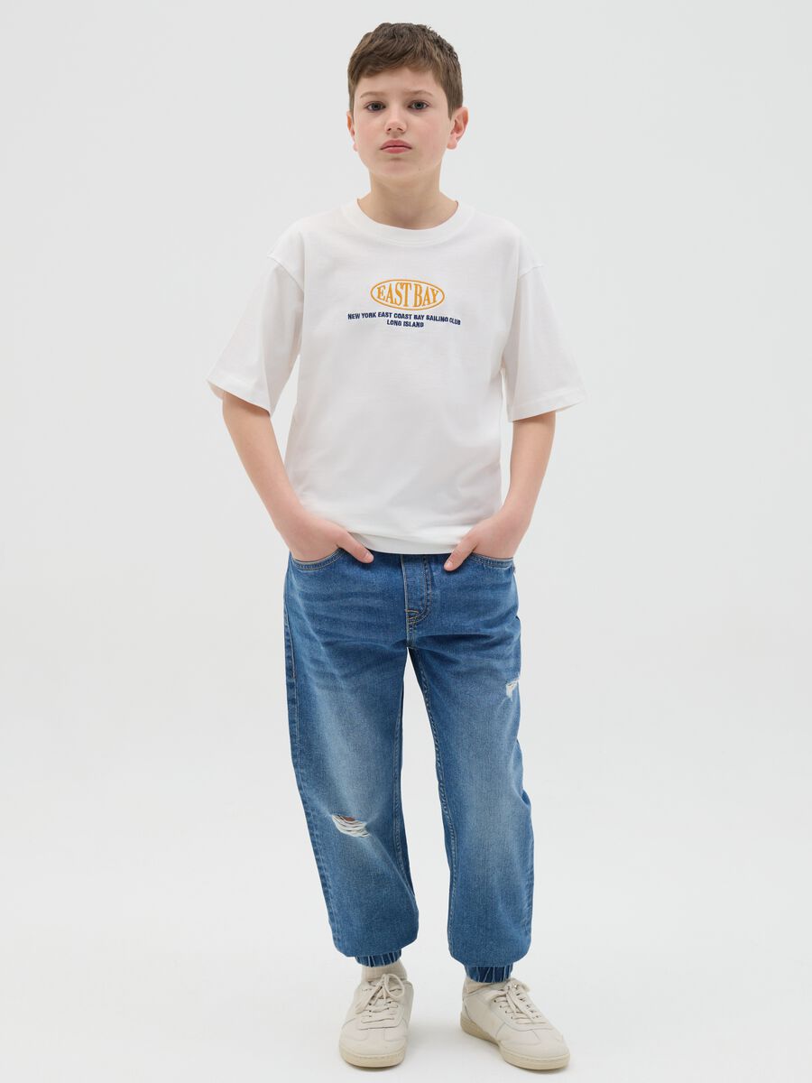 Joggers carrot fit in denim con coulisse_1
