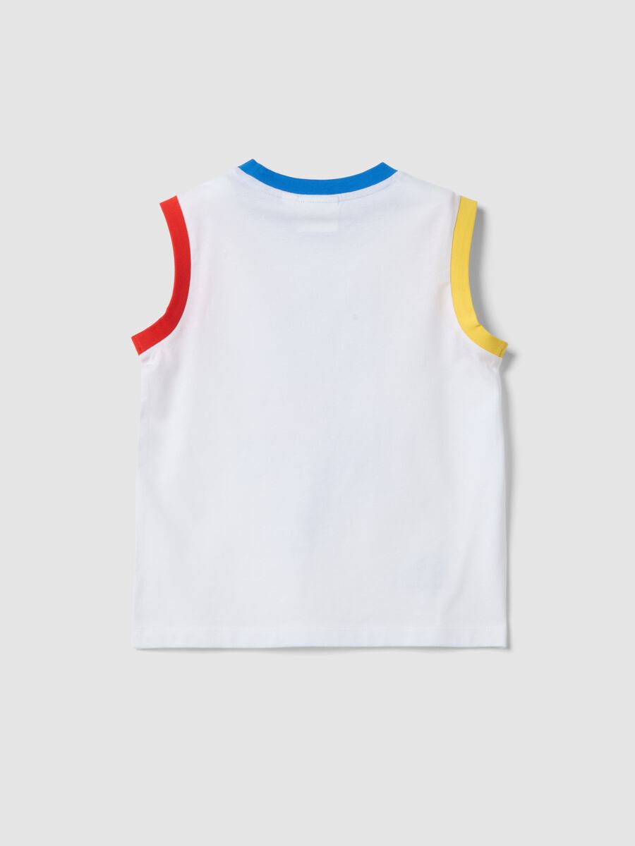 Canottiera in puro cotone bianco da bambino con Super Mario_1