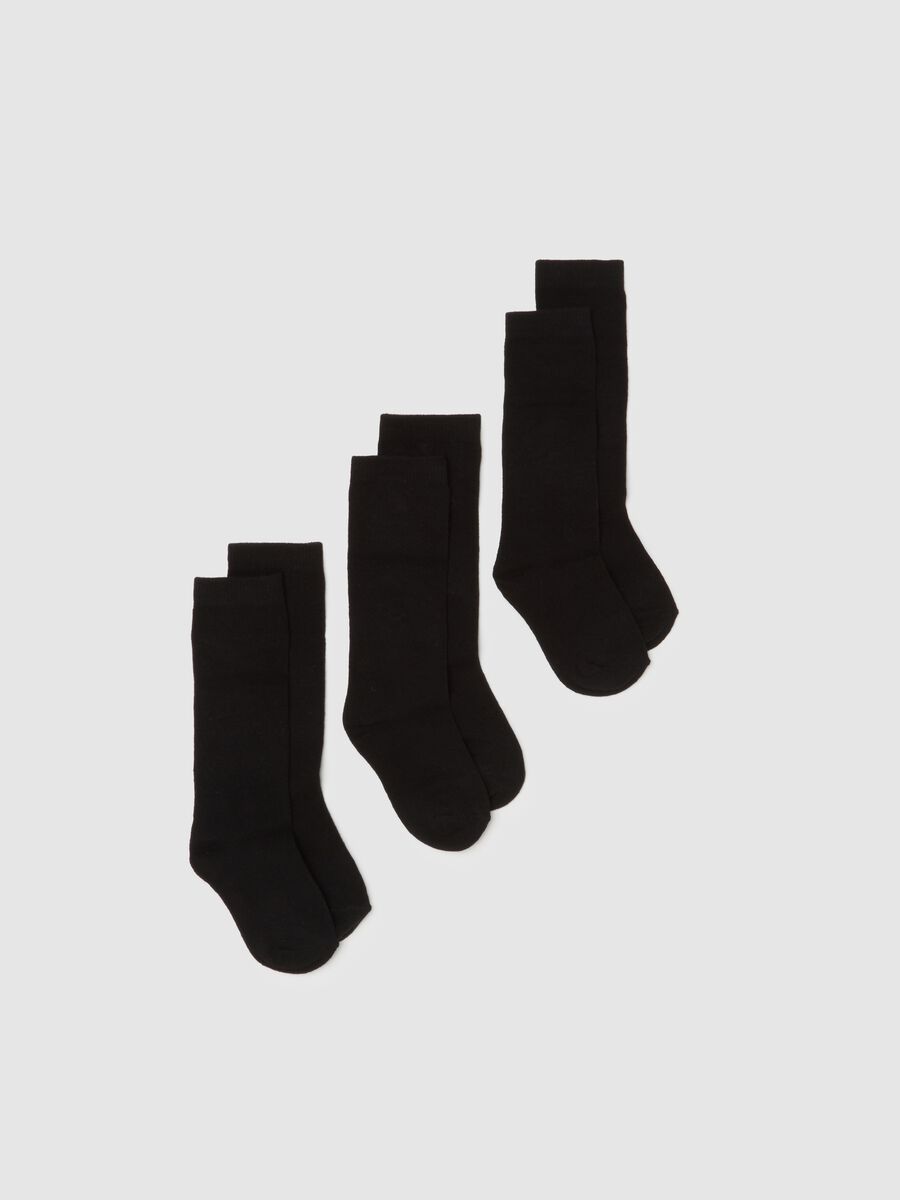 Tripack calze lunghe da bambino in misto cotone nero_0