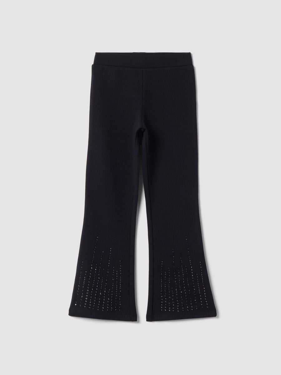 Leggings blu flare in cotone elasticizzato_0