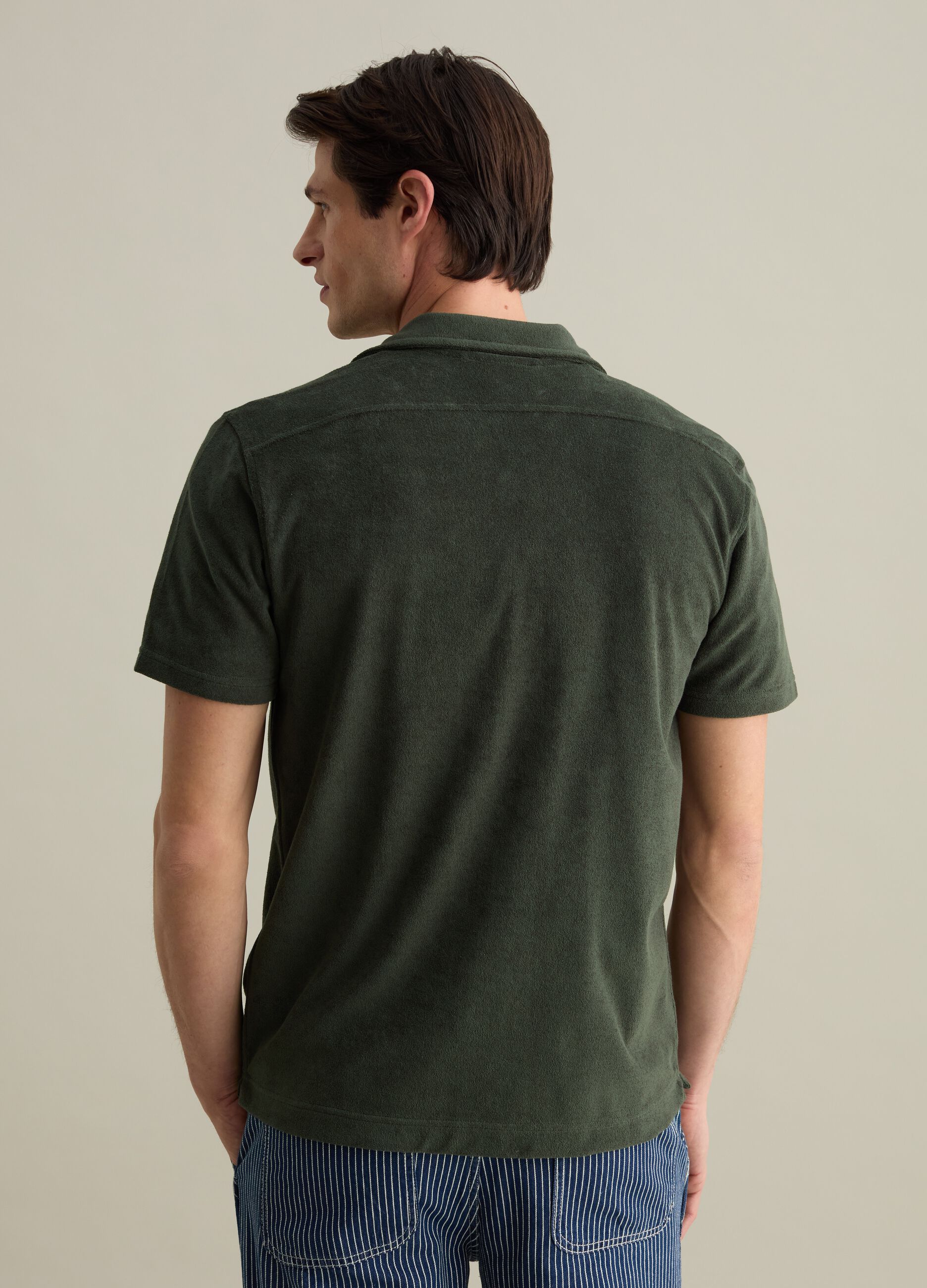 Polo camicia in ciniglia con tasca