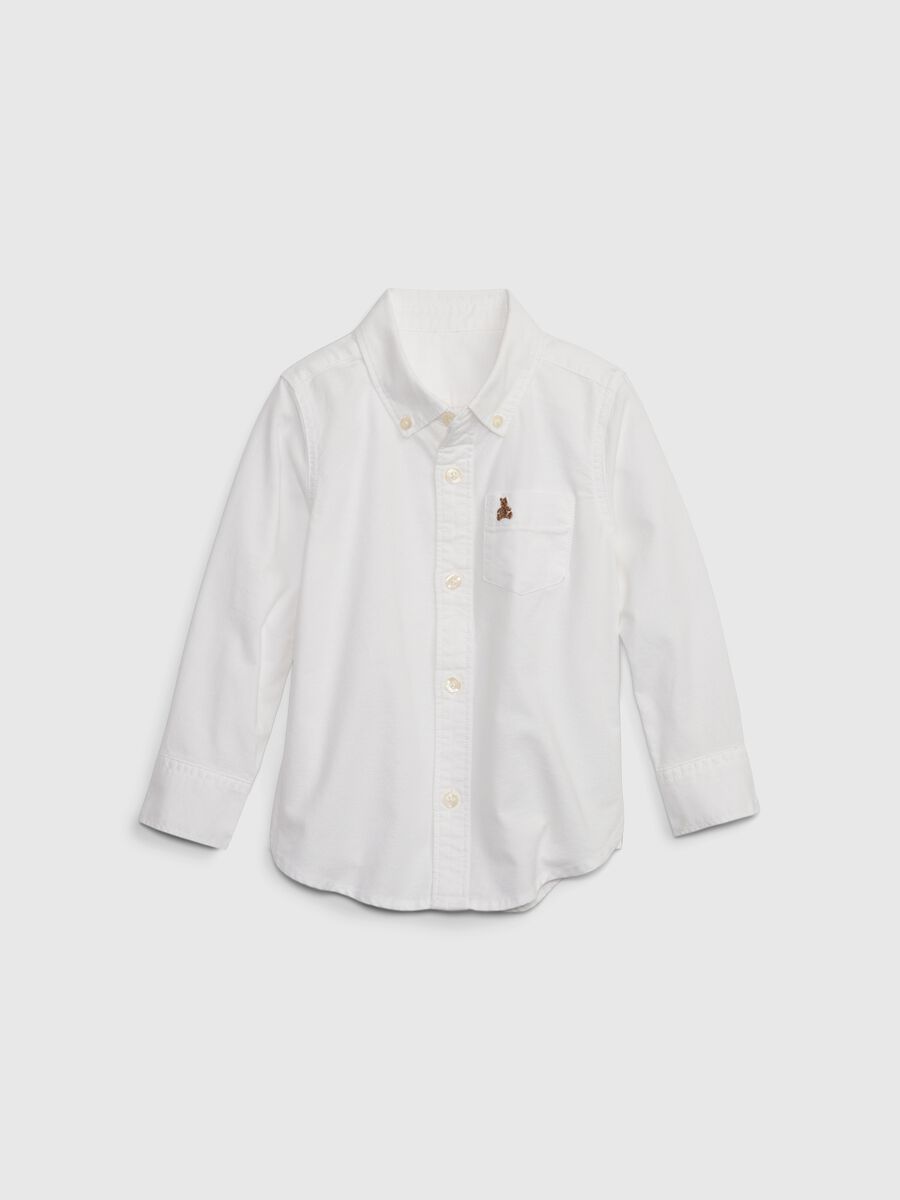 Camicia in cotone bio con ricamo orsetto_0