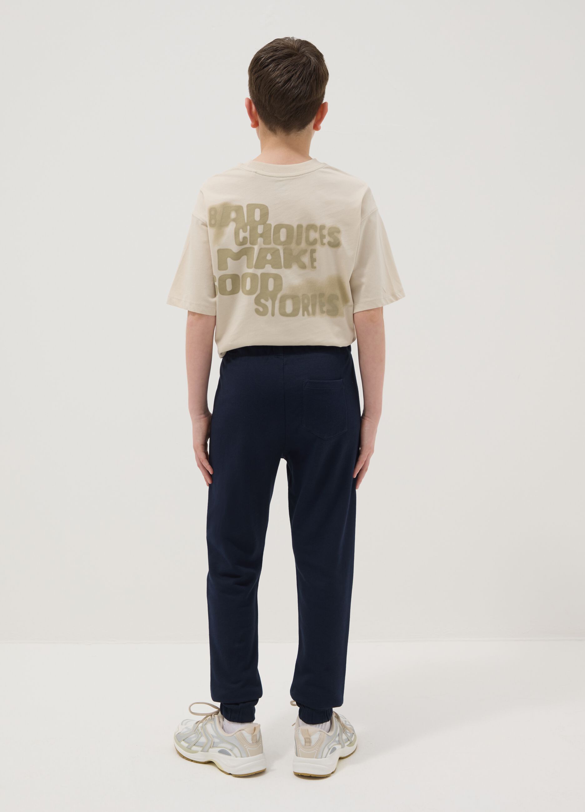 Boys&rsquo; blue cotton-viscose jogger trousers, regular fit