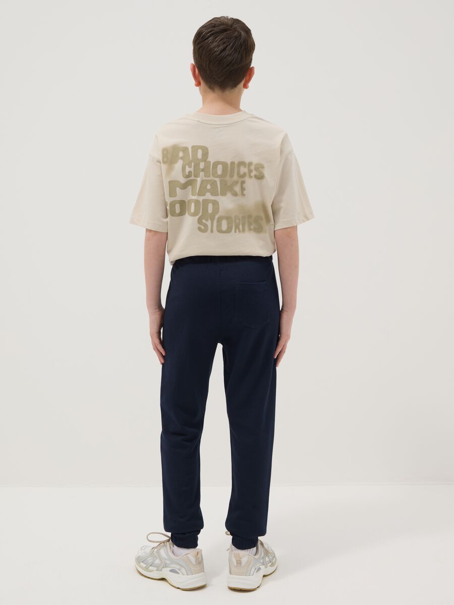 Pantaloni jogger blu in misto cotone e viscosa da ragazzo regular fit_2