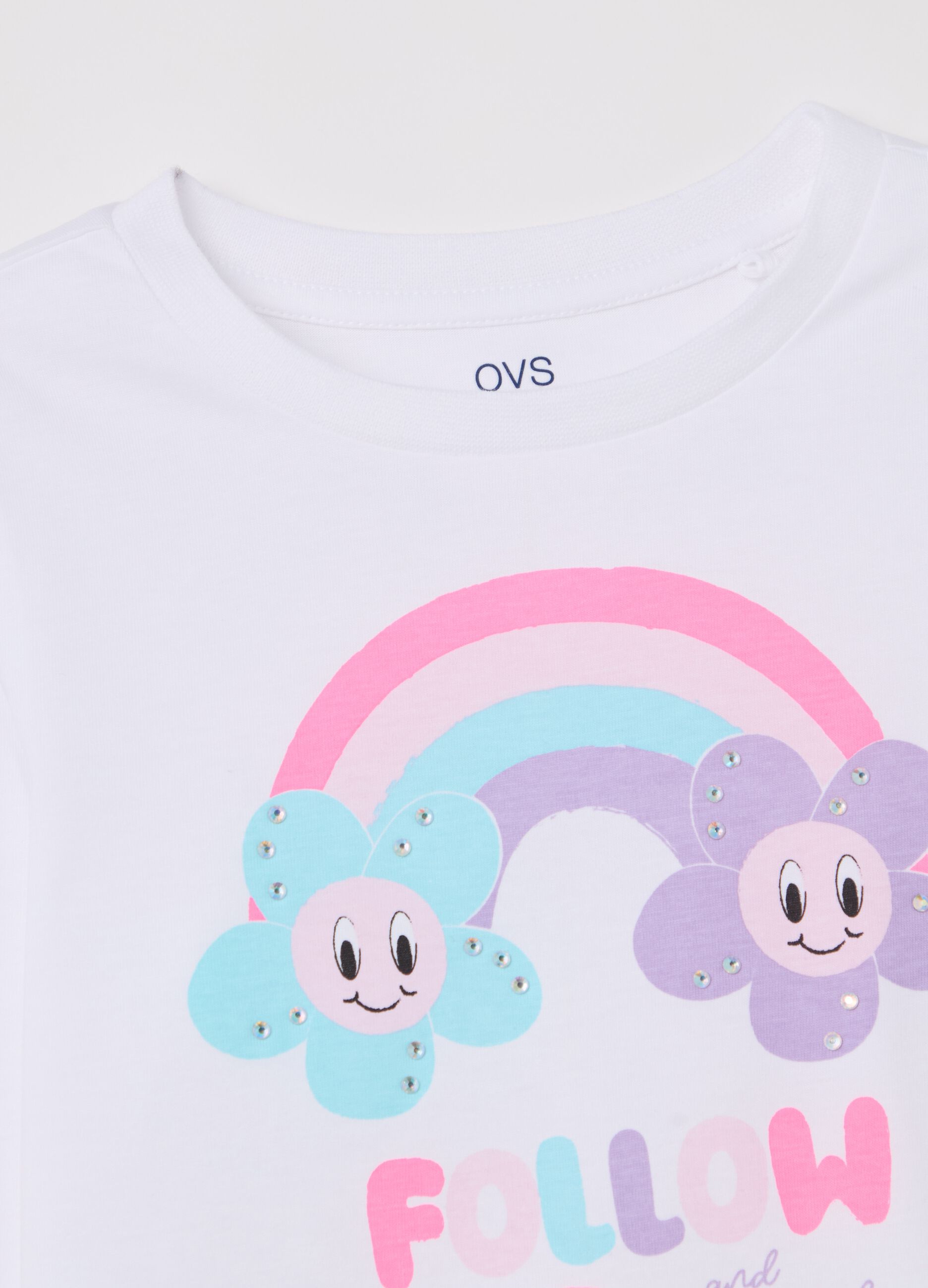 Cotton T-shirt with print and long sleeves