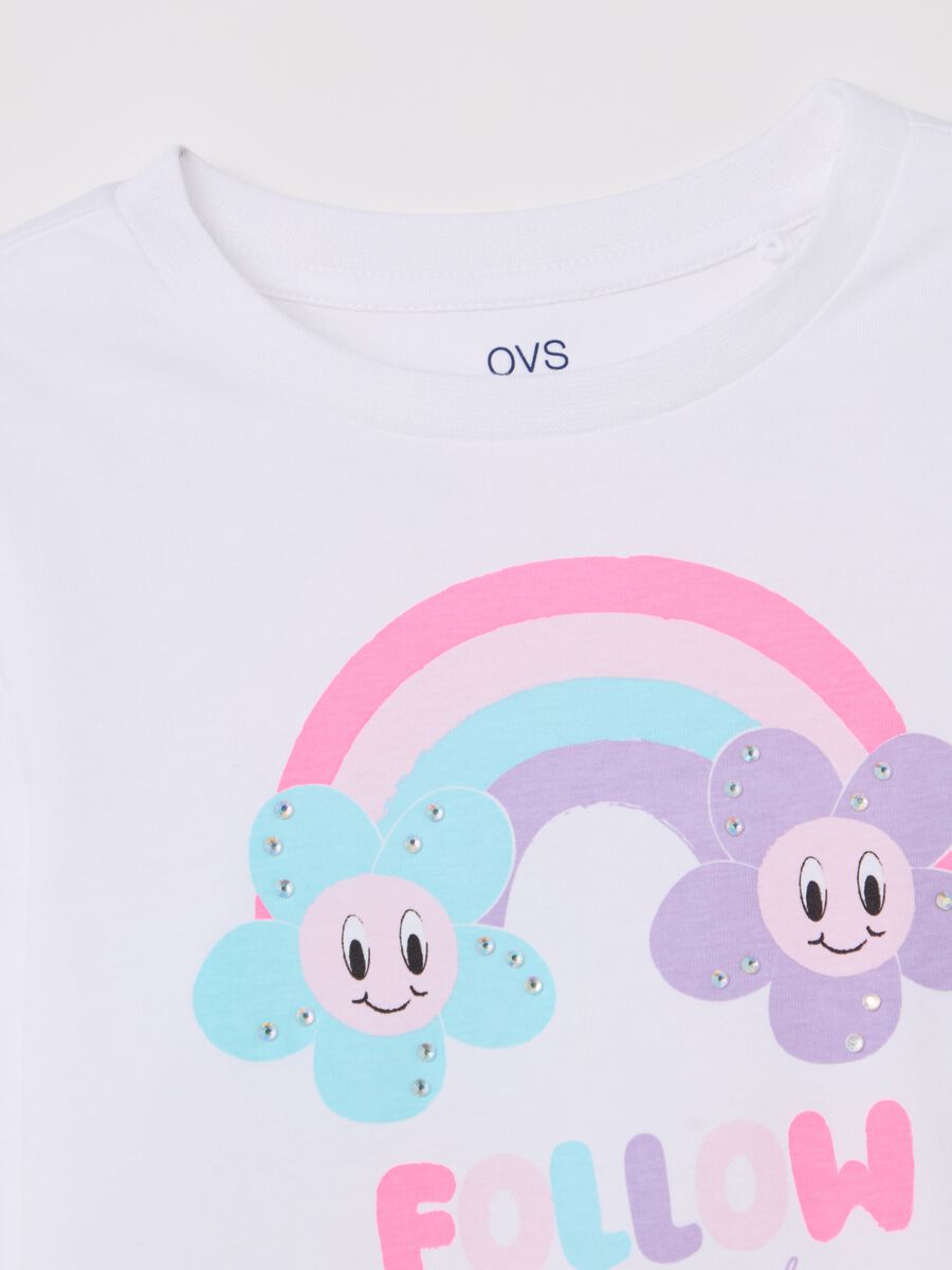 Cotton T-shirt with print and long sleeves_3