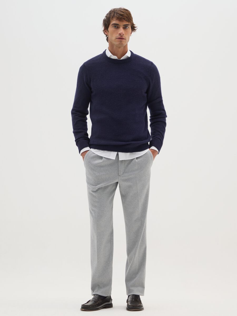 Pantaloni grigi slim fit pied de poule_0
