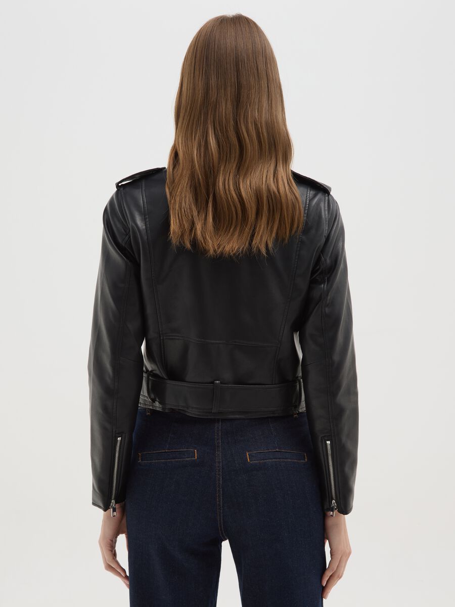 Giacca biker nera con zip_2