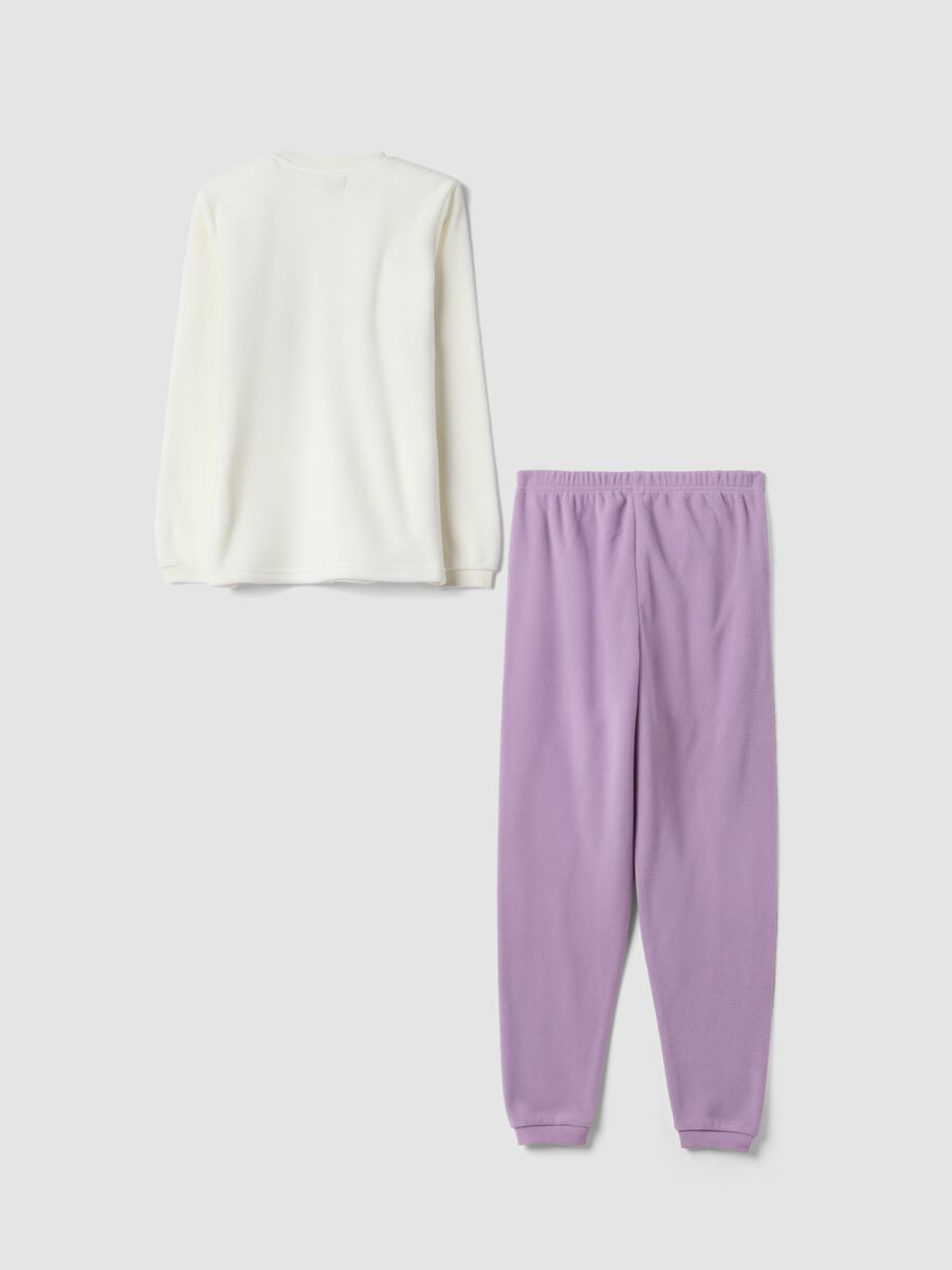 Purple crew-neck pyjamas with teddy bear print_1