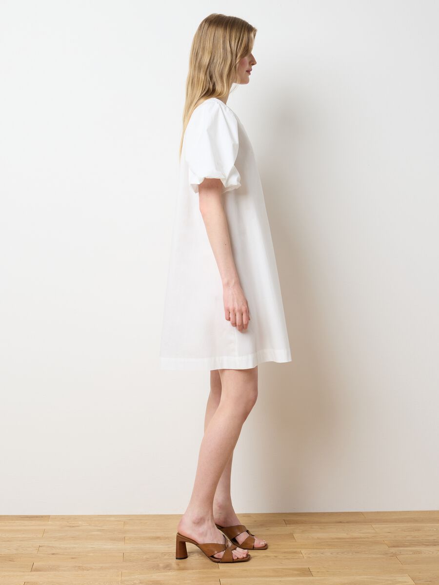 Women's white pure cotton dress regular fit_2