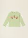 Green embroidered baby girl cotton-blend slim-fit T-shirt_0